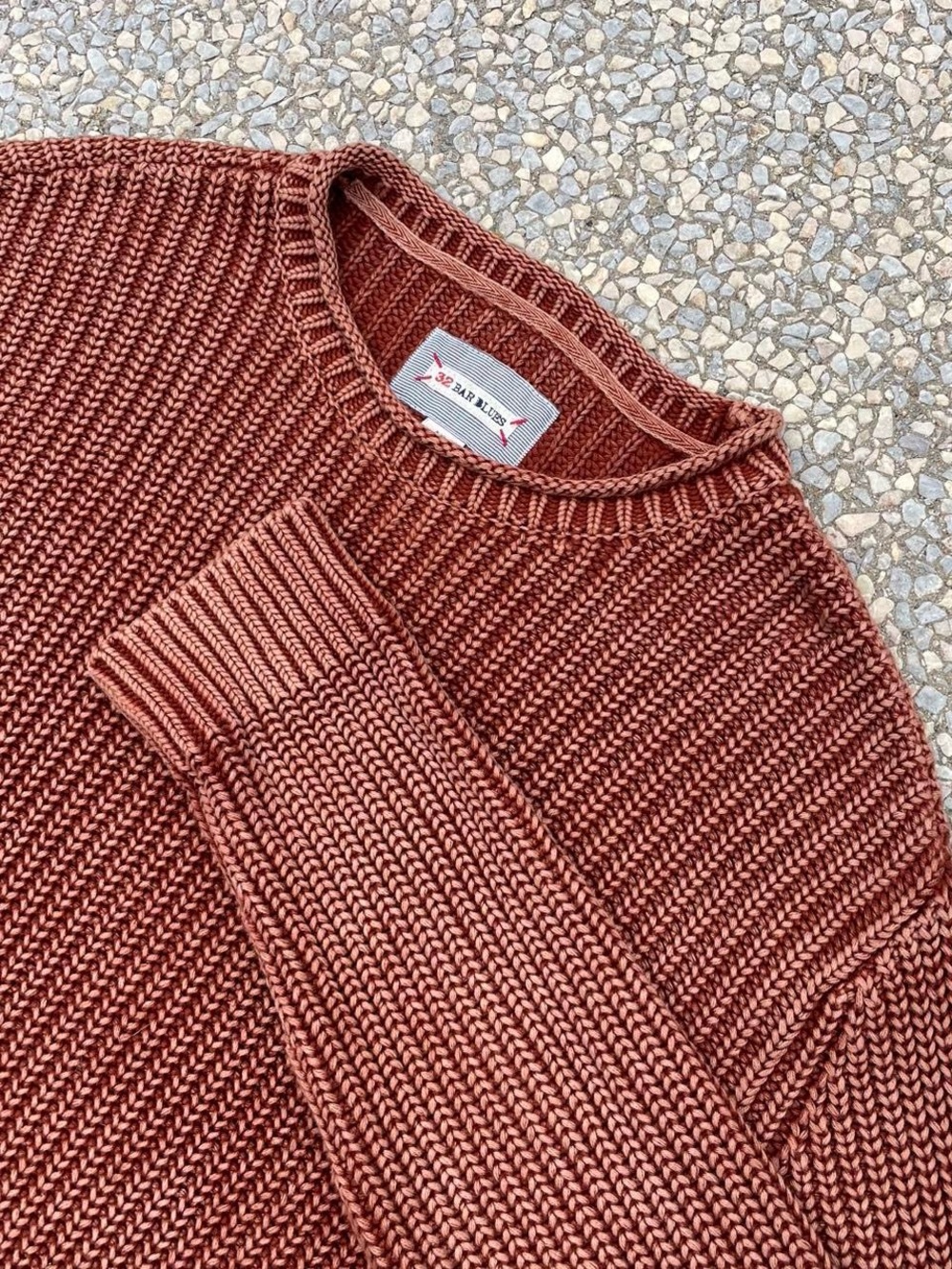 32 Bar Blues Heavy Knit Mens Rust Crewneck Sweater